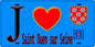 Plaque métal décorative  J' ❤️Saint-Ouen-sur-Seine, Seine Saint Denis (93) fond bleu
