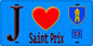 Plaque métal décorative  J' ❤️Saint-Prix, Val d'Oise (95) fond bleu