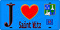 Plaque métal décorative  J' ❤️Saint-Witz, Val d'Oise (95) fond bleu