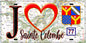 Plaque métal décorative  J' ❤️Sainte-Colombe, Seine et Marne (77) fond carte