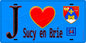 Plaque métal décorative  J' ❤️Sucy-en-Brie, Val de Marne (94) fond bleu