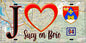 Plaque métal décorative  J' ❤️Sucy-en-Brie, Val de Marne (94) fond carte