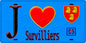 Plaque métal décorative  J' ❤️Survilliers, Val d'Oise (95) fond bleu