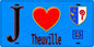 Plaque métal décorative  J' ❤️Theuville, Val d'Oise (95) fond bleu