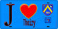 Plaque métal décorative  J' ❤️ Thoiry, Yvelines (78) fond bleu