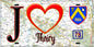 Plaque métal décorative  J' ❤️ Thoiry, Yvelines (78) fond carte