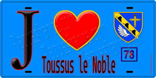Plaque métal décorative  J' ❤️ Toussus-le-Noble Yvelines (78) fond bleu
