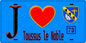 Plaque métal décorative  J' ❤️ Toussus-le-Noble Yvelines (78) fond bleu