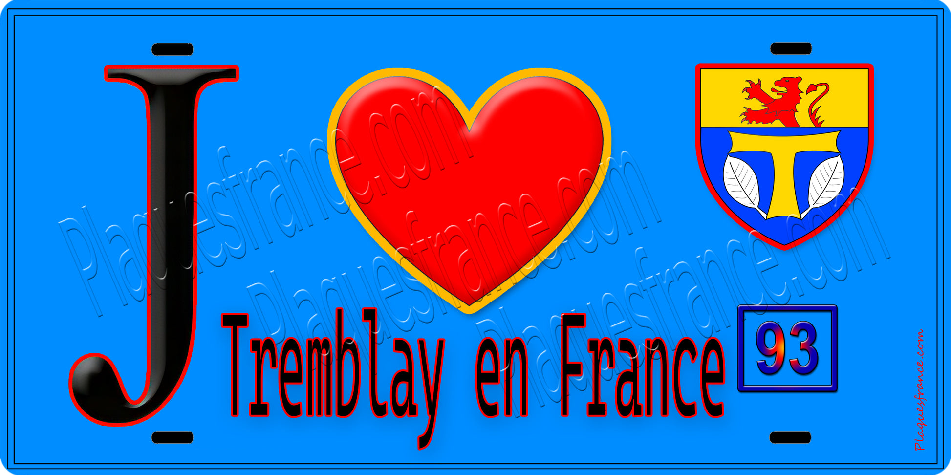Plaque métal décorative  J' ❤️Tremblay-en-France, Seine Saint Denis (93)