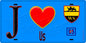 Plaque métal décorative  J' ❤️Us, Val d'Oise (95) fond bleu