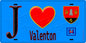 Plaque métal décorative  J' ❤️Valenton, Val de Marne (94) fond bleu