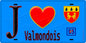 Plaque métal décorative  J' ❤️Valmondois, Val d'Oise (95) fond ble