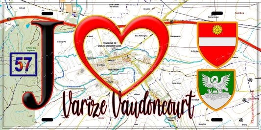 Plaque métal décorative, J'❤️ Varize-Vaudoncourt, Moselle (57)