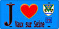 Plaque métal décorative  J' ❤️ Vaux-sur-Seine Yvelines (78) fond bleu