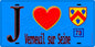 Plaque métal décorative  J' ❤️ Verneuil-sur-Seine, Yvelines (78) fond bleu