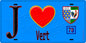 Plaque métal décorative  J' ❤️ Vert, Yvelines (78) fond bleu