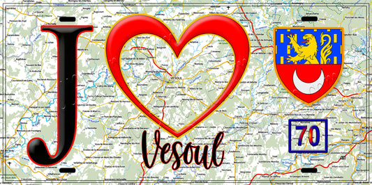 Plaque métal décorative, J' ❤️Vesoul (70)