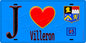 Plaque métal décorative  J' ❤️Villeron, Val d'Oise (95) fond bleu