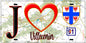 Plaque métal décorative  J' ❤️Villeconin, Essonne (91) fond carte