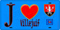 Plaque métal décorative  J' ❤️Villejuif, Val de Marne (94) fond bleu