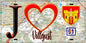 Plaque métal décorative  J' ❤️Villejust, Essonne (91) fond carte