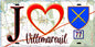 Plaque métal décorative  J' ❤️Villemareuil, Seine et Marne (77) fond carte