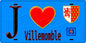 Plaque métal décorative  J' ❤️Villemomble, Seine Saint Denis (93) fond bleu 