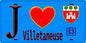 Plaque métal décorative  J' ❤️Villetaneuse, Seine Saint Denis (93) fond bleu