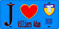Plaque métal décorative  J' ❤️Villiers-Adam, Val d'Oise (95) fond bleu