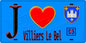Plaque métal décorative  J' ❤️Villiers-le-Bel, Val d'Oise (95) fond bleu