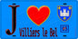 Plaque métal décorative  J' ❤️Villiers-le-Bel, Val d'Oise (95) fond bleu