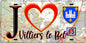 Plaque métal décorative  J' ❤️Villiers-le-Bel, Val d'Oise (95) fond carte