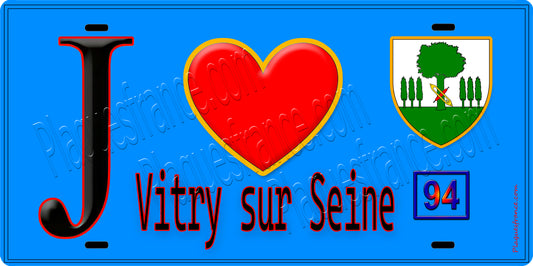 Plaque métal décorative  J' ❤️Vitry-sur-Seine, Val de Marne (94)