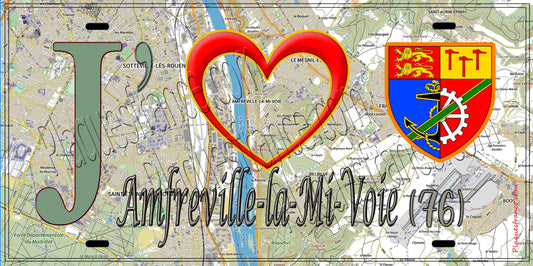 Plaque métal décorative 15X30 J' ❤️ Amfreville-la-Mi-Voie, Seine Maritime (76) geo
