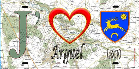 Plaque métal décorative 15X30 J' ❤️ Arguel, Somme (80) géo