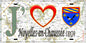 Plaque métal décorative 15X30 J' ❤️ il love Noyelles-en-Chaussée, Somme (80)