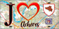 Plaque métal décorative  J' ❤️ Achères, Yvelines (78) fond carte