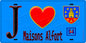 Plaque métal décorative  J' ❤️Maisons-Alfort, Val de Marne (94) fond beu