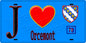 Plaque métal décorative  J' ❤️ Orcemont, Yvelines (78) fond bleu