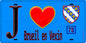 Plaque métal décorative  J' ❤️  Brueil-en-Vexin, Yvelines (78) fond bleu