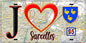 Plaque métal décorative  J' ❤️Sarcelles, Val d'Oise (95) fond carte