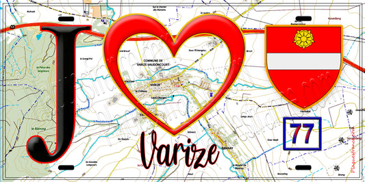 Plaque métal décorative, J'❤️ Varize-Vaudoncourt, Moselle (57)