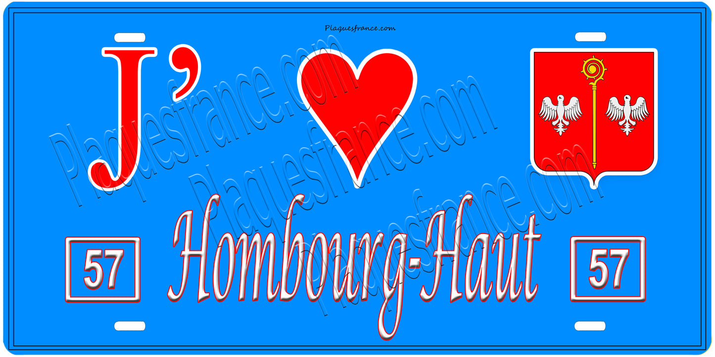 Plaque métal décorative, J'❤️ Hombourg-Haut, Moselle (57)