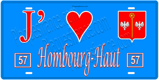 Plaque métal décorative, J'❤️ Hombourg-Haut, Moselle (57)