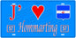 Plaque métal décorative, J'❤️Hommarting, Moselle, fond mur bleu 57