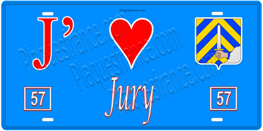 Plaque métal décorative, J'❤️Jury, Moselle (57)