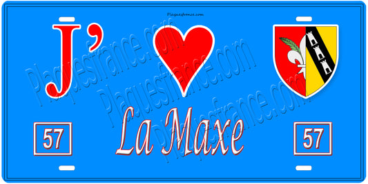 Plaque métal décorative,J'❤️La Maxe, Moselle, fond mur bleu 57