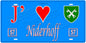 Plaque métal décorative, J'❤️Niderhoff, Moselle, fond mur bleu 57