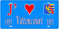 Plaque métal décorative, J'❤️ Vittoncourt, Moselle, fond mur bleu 57