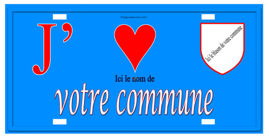 Plaque métal 15 x 30 J' ♥ ma commune